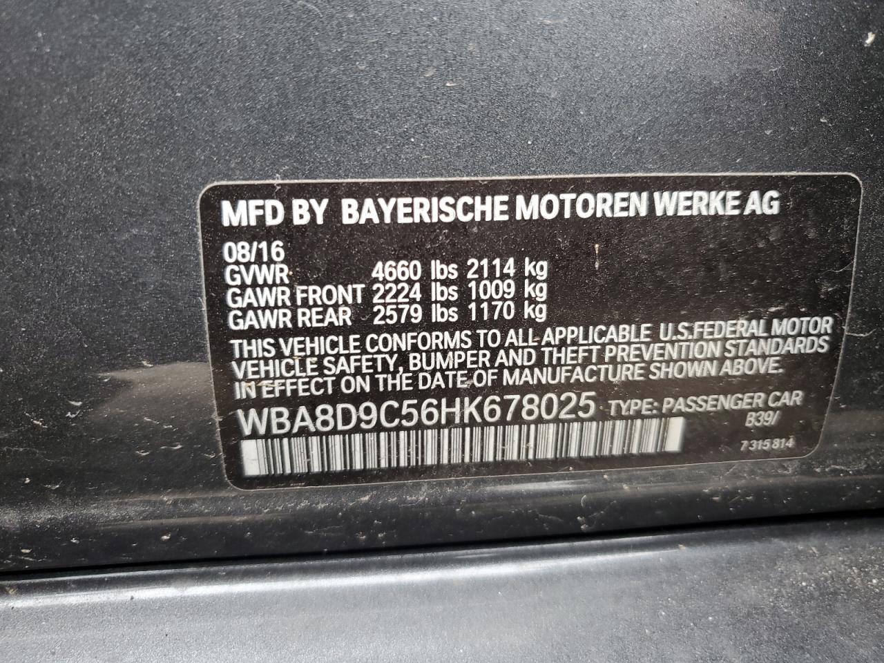 WBA8D9C56HK678025 2017 BMW 330 Xi