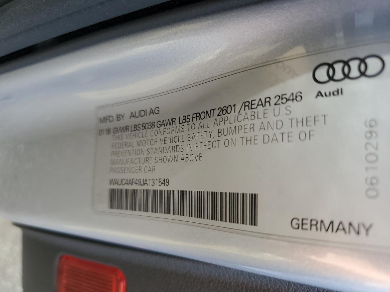 WAUC4AF49JA131549 2018 Audi S4 Prestige