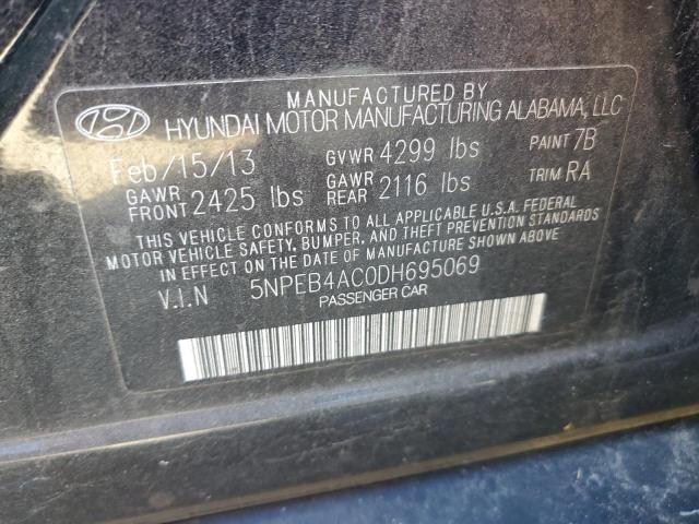 2013 Hyundai Sonata Gls VIN: 5NPEB4AC0DH695069 Lot: 43621394