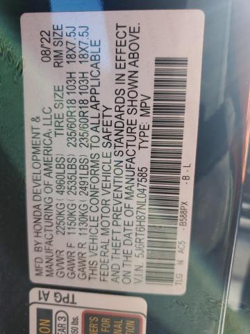 2022 HONDA CR-V EXL 5J6RT6H87NL047585