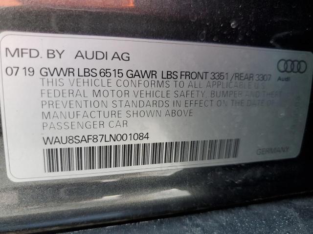 2020 AUDI S8 WAU8SAF87LN001084