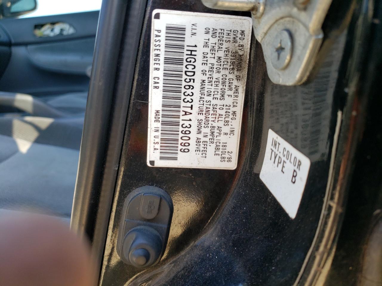 1HGCD5633TA139099 1996 Honda Accord Lx