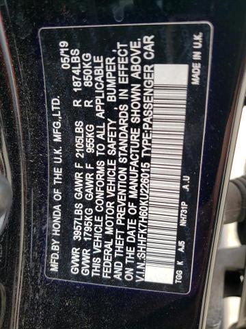 2019 HONDA CIVIC EX SHHFK7H60KU226015