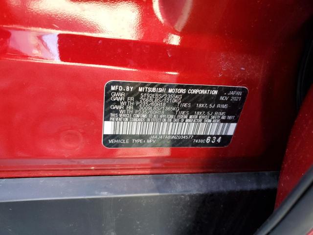 2022 MITSUBISHI OUTLANDER - JA4J4TA89NZ034577