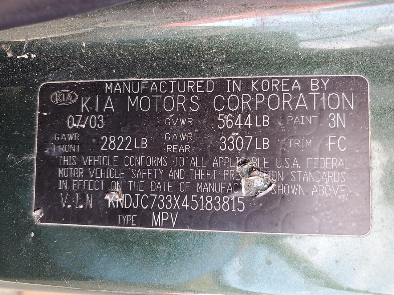 KNDJC733X45183815 2004 Kia Sorento Ex