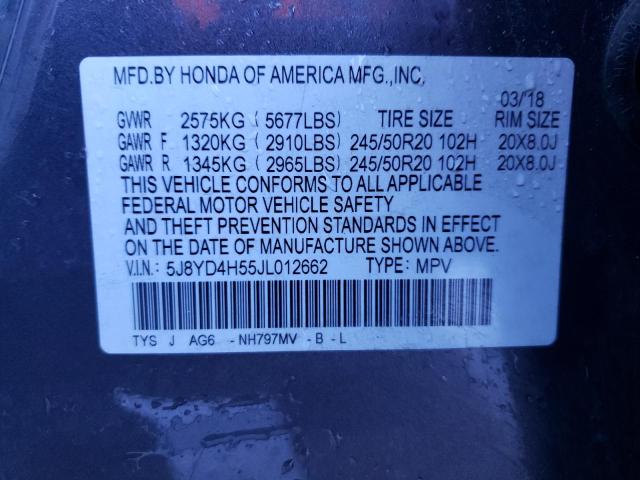 2018 ACURA MDX TECHNO 5J8YD4H55JL012662
