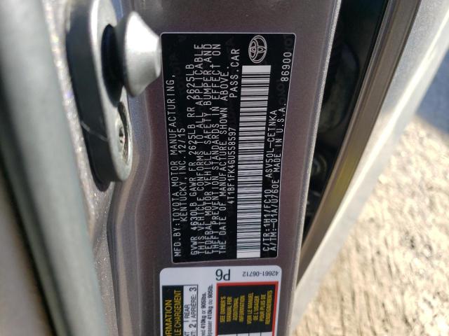2016 TOYOTA CAMRY LE 4T1BF1FK4GU558597