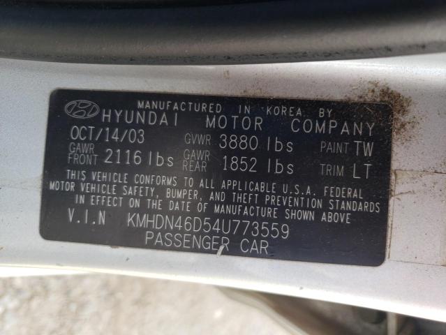 2004 Hyundai Elantra Gls VIN: KMHDN46D54U773559 Lot: 44737634