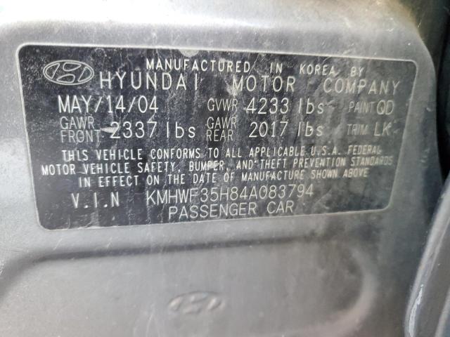 2004 Hyundai Sonata Gls VIN: KMHWF35H84A083794 Lot: 40794564