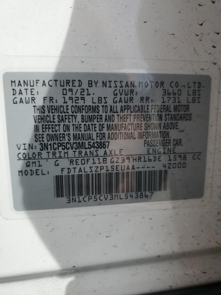 3N1CP5CV3ML543867 2021 Nissan Kicks Sv