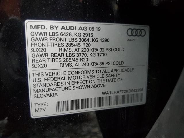 VIN WA1LHAF72KD043356 2019 Audi Q7, Premium Plus no.14