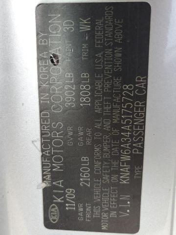 2010 Kia Forte Sx VIN: KNAFW6A34A5175728 Lot: 43411724