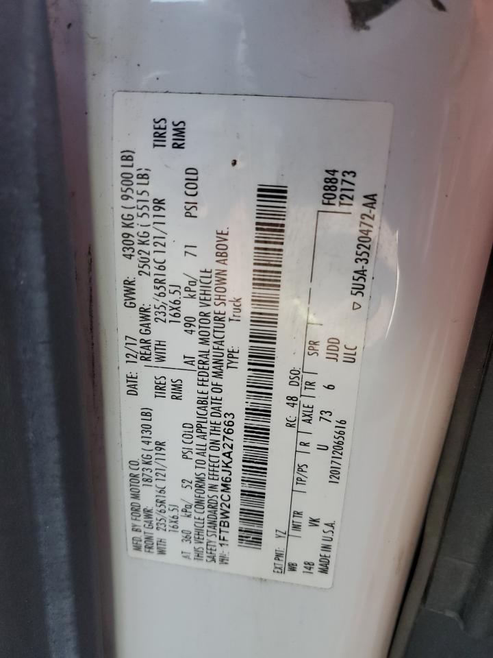 VIN: 1FTBW2CM6JKA27663 2018 FORD TRANSIT