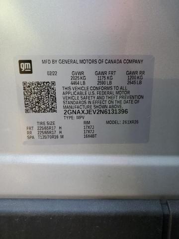 2022 CHEVROLET EQUINOX LT 2GNAXJEV2N6131396