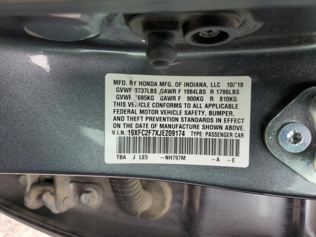 2018 HONDA CIVIC EX 19XFC2F7XJE209174