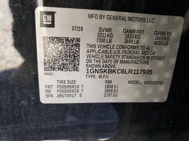 2020 CHEVROLET TAHOE K150 1GNSKBKC6LR117935