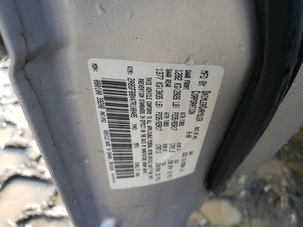 2A8GF68X47R108485 2007 Chrysler Pacifica Touring