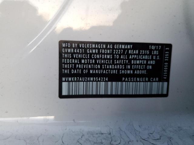 2017 VOLKSWAGEN E-GOLF SE WVWKR7AU2HW954234