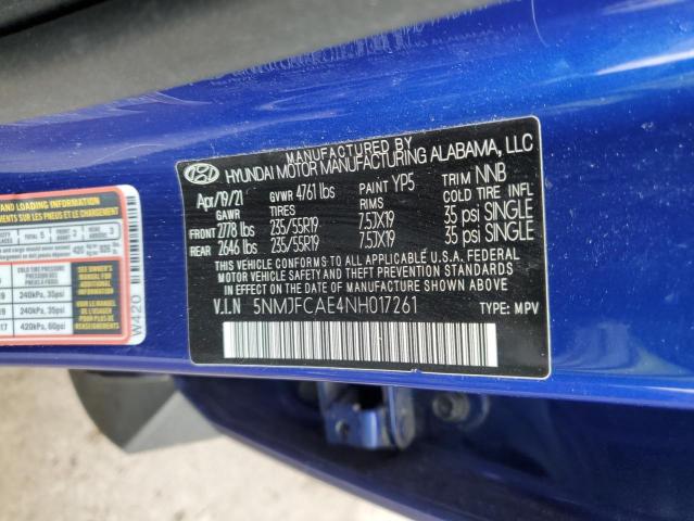 2022 HYUNDAI TUCSON SEL 5NMJFCAE4NH017261