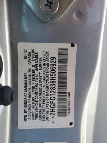 2008 Honda Civic Ex VIN: 2HGFG12838H506929 Lot: 43089124