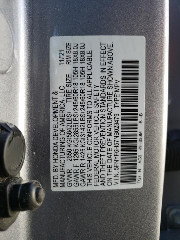 2022 Honda Pilot Exl vin: 5FNYF6H57NB023479