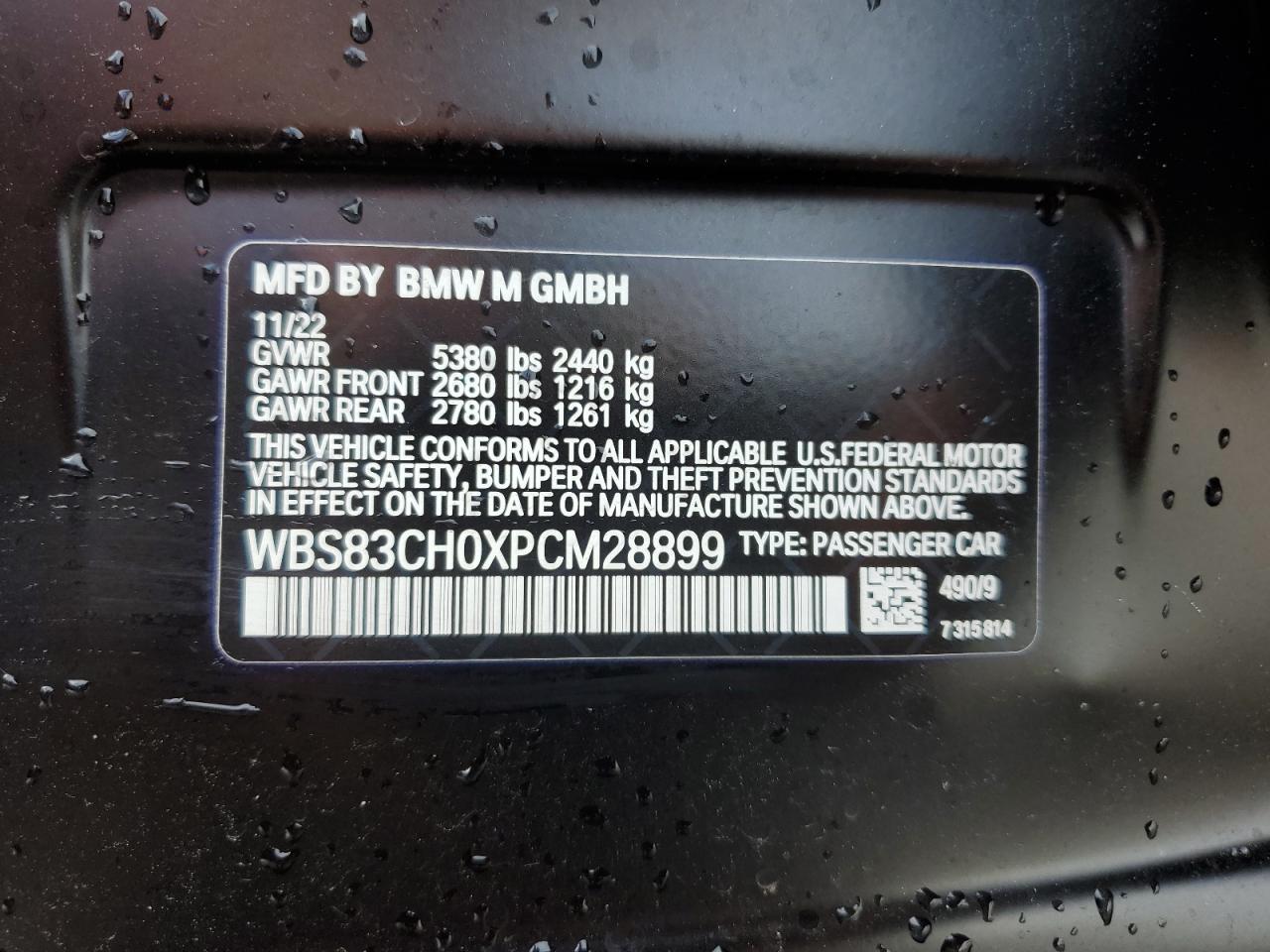 2023 BMW M5 4.4L 8 , VIN: WBS83CH0XPCM28899