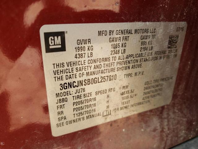 2016 CHEVROLET TRAX LS 3GNCJNSB0GL257010