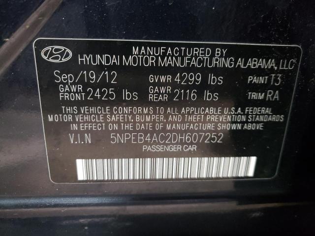 2013 Hyundai Sonata Gls VIN: 5NPEB4AC2DH607252 Lot: 42594934