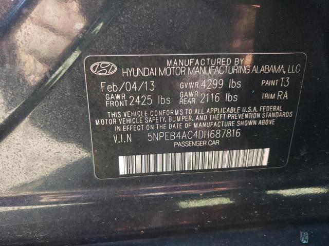 2013 Hyundai Sonata Gls VIN: 5NPEB4AC4DH687816 Lot: 44999284