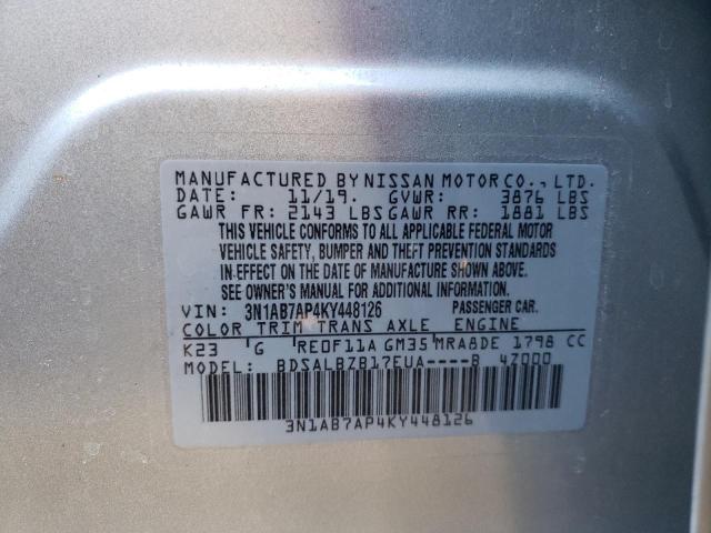 2019 NISSAN SENTRA S 3N1AB7AP4KY448126