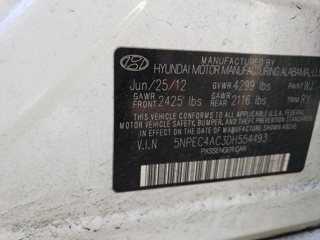 2013 Hyundai Sonata Se VIN: 5NPEC4AC3DH554493 Lot: 43278774
