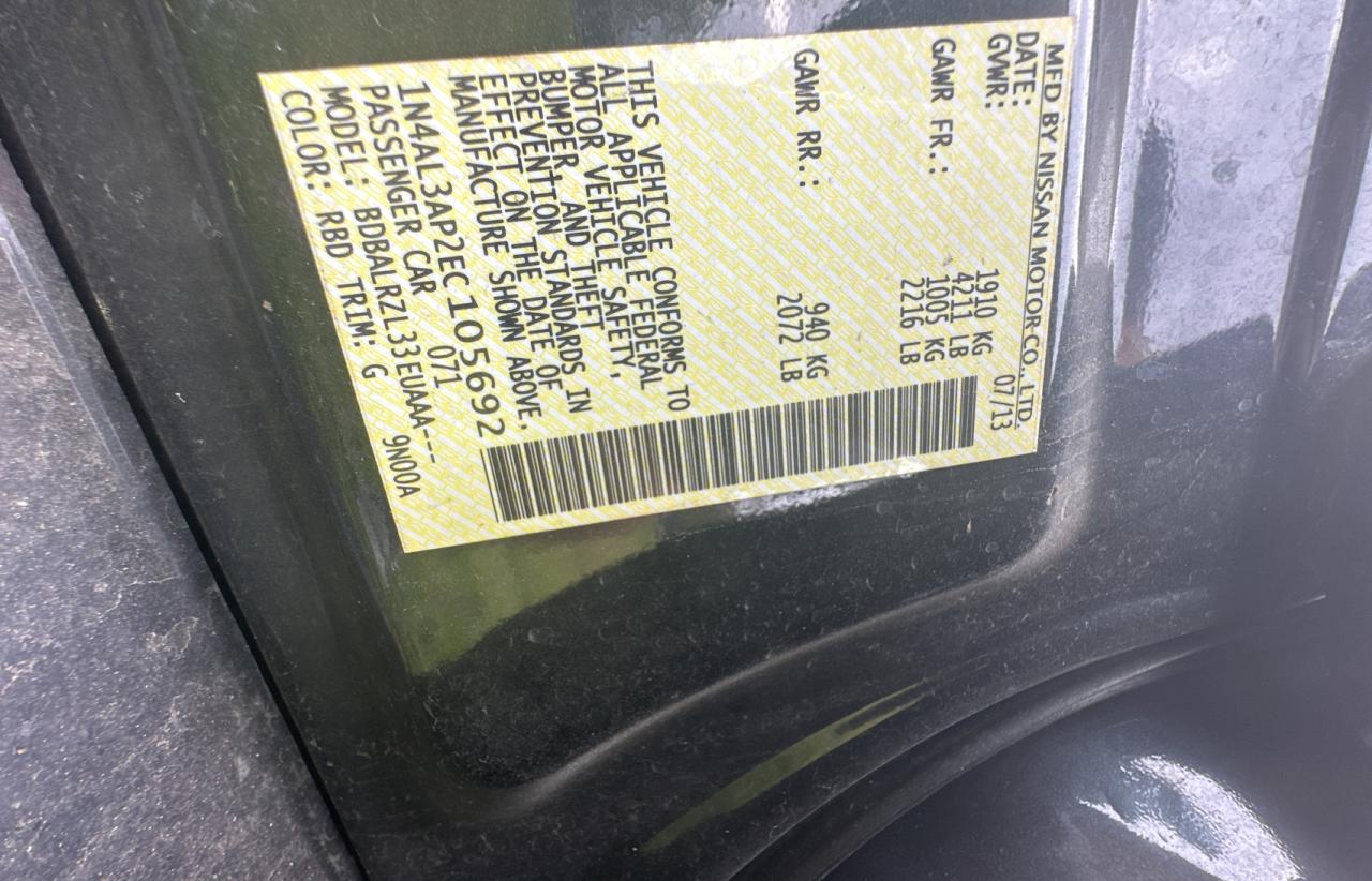 1N4AL3AP2EC105692 2014 Nissan Altima 2.5 1N4AL3AP2EC105692 2014 Nissan Altima 2.5