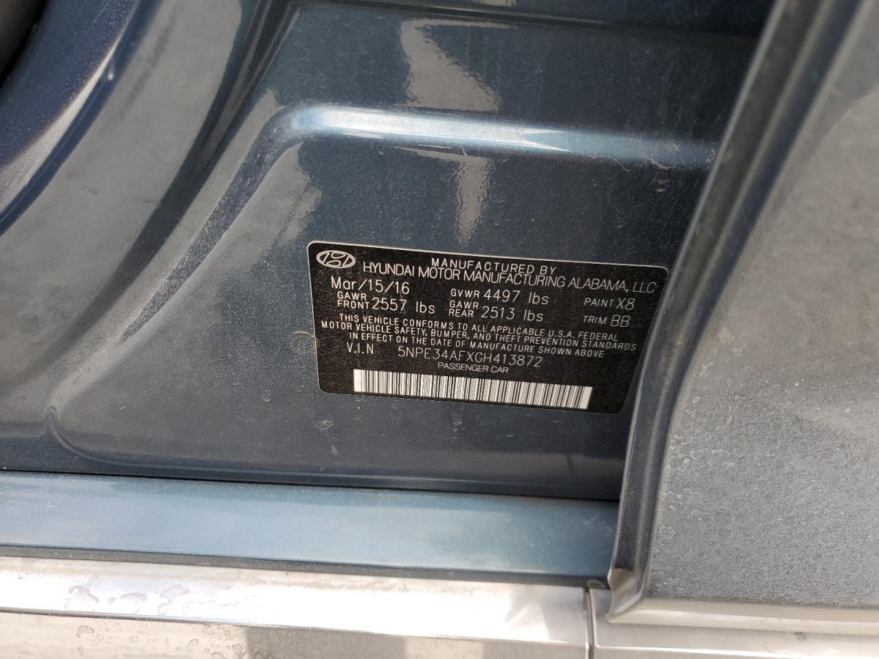 5NPE34AFXGH413872 2016 Hyundai Sonata Sport