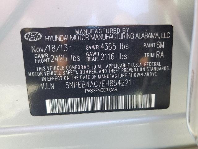 2014 Hyundai Sonata Gls VIN: 5NPEB4AC7EH854221 Lot: 44225184