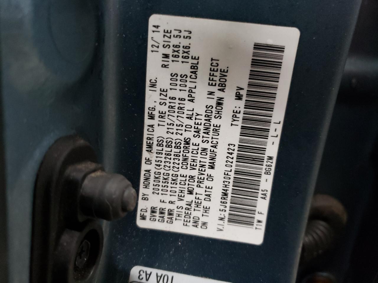 5J6RM4H30FL022423 2015 Honda Cr-V Lx