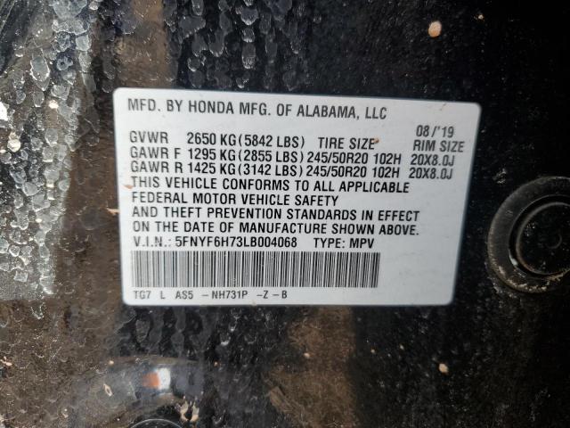 2020 HONDA PILOT BLAC - 5FNYF6H73LB004068