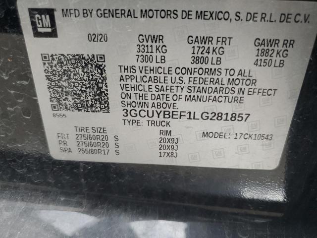 2020 CHEVROLET 1500 SILVE - 3GCUYBEF1LG281857