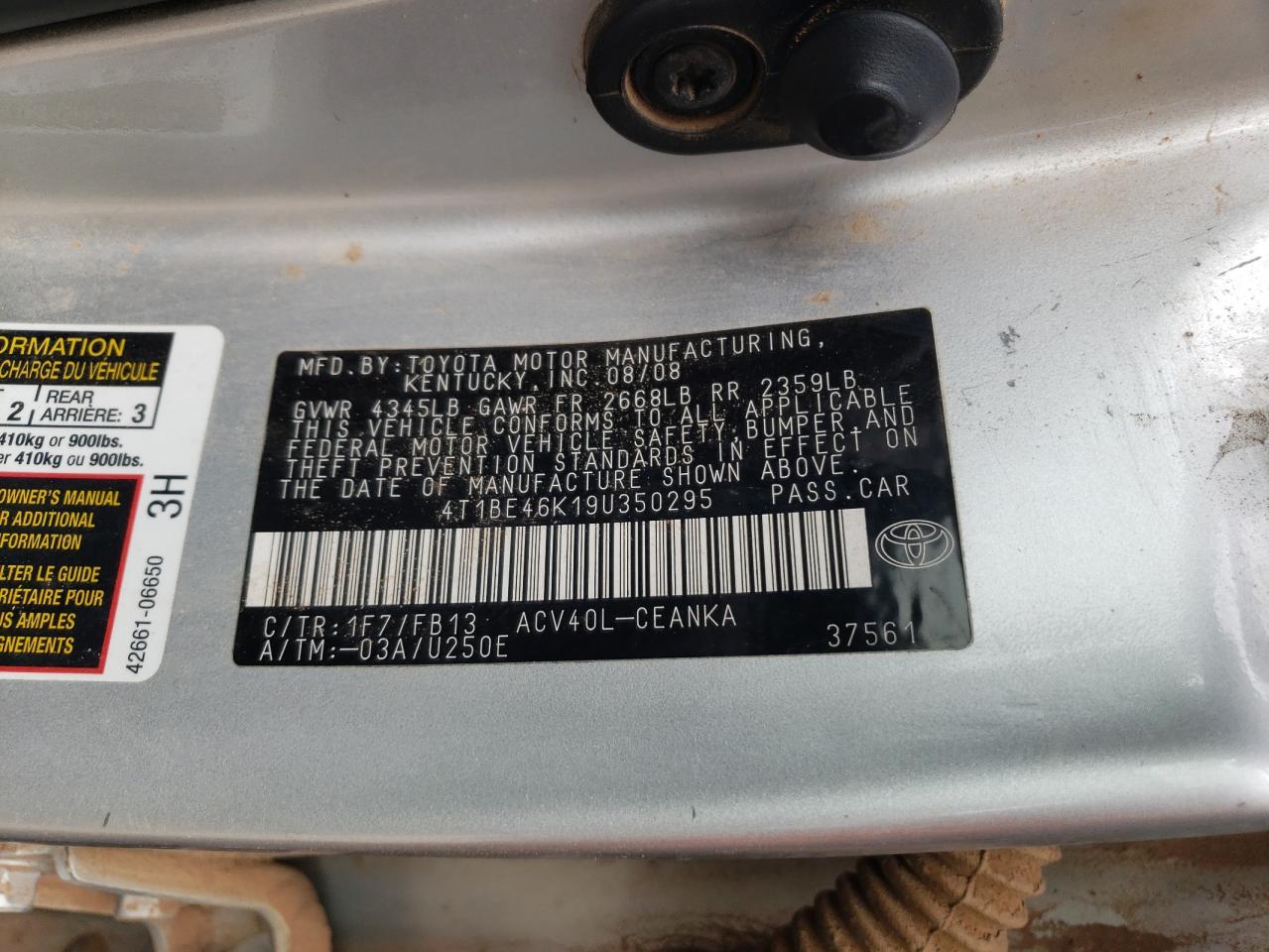 4T1BE46K19U350295 2009 Toyota Camry Base