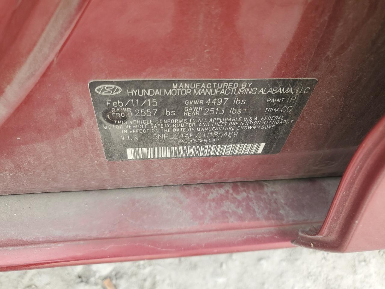 5NPE24AF7FH185489 2015 Hyundai Sonata Se