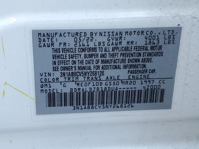 2022 NISSAN SENTRA SV 3N1AB8CV5NY268126