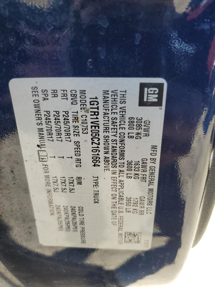 1GTR1VE05CZ161664 2012 GMC Sierra C1500 Sle