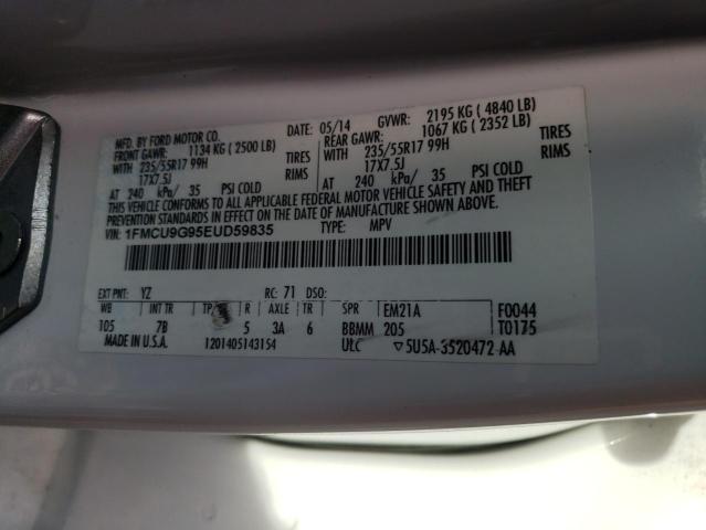 2014 Ford Escape Se VIN: 1FMCU9G95EUD59835 Lot: 42838204