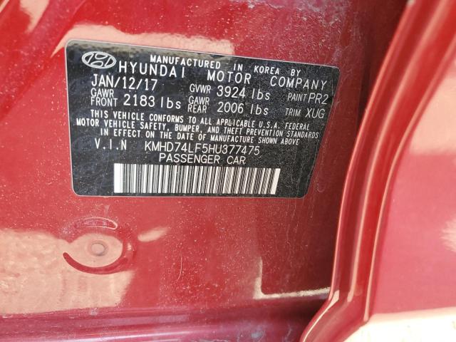 2017 HYUNDAI ELANTRA SE KMHD74LF5HU377475
