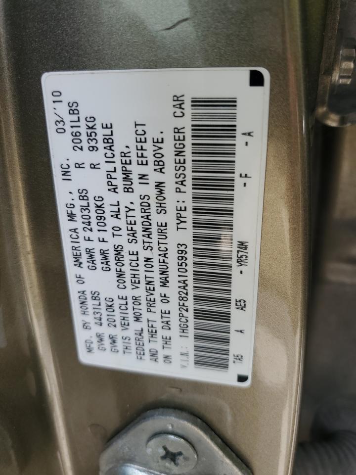 1HGCP2F82AA105993 2010 Honda Accord Exl