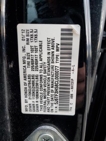 2012 Honda Crosstour Exl VIN: 5J6TF3H58CL000077 Lot: 41256004