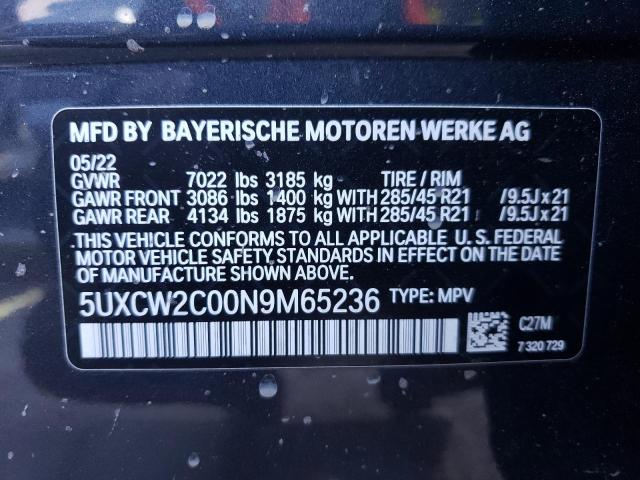 VIN 5UXCW2C00N9M65236 2022 BMW X7, Xdrive40I no.13