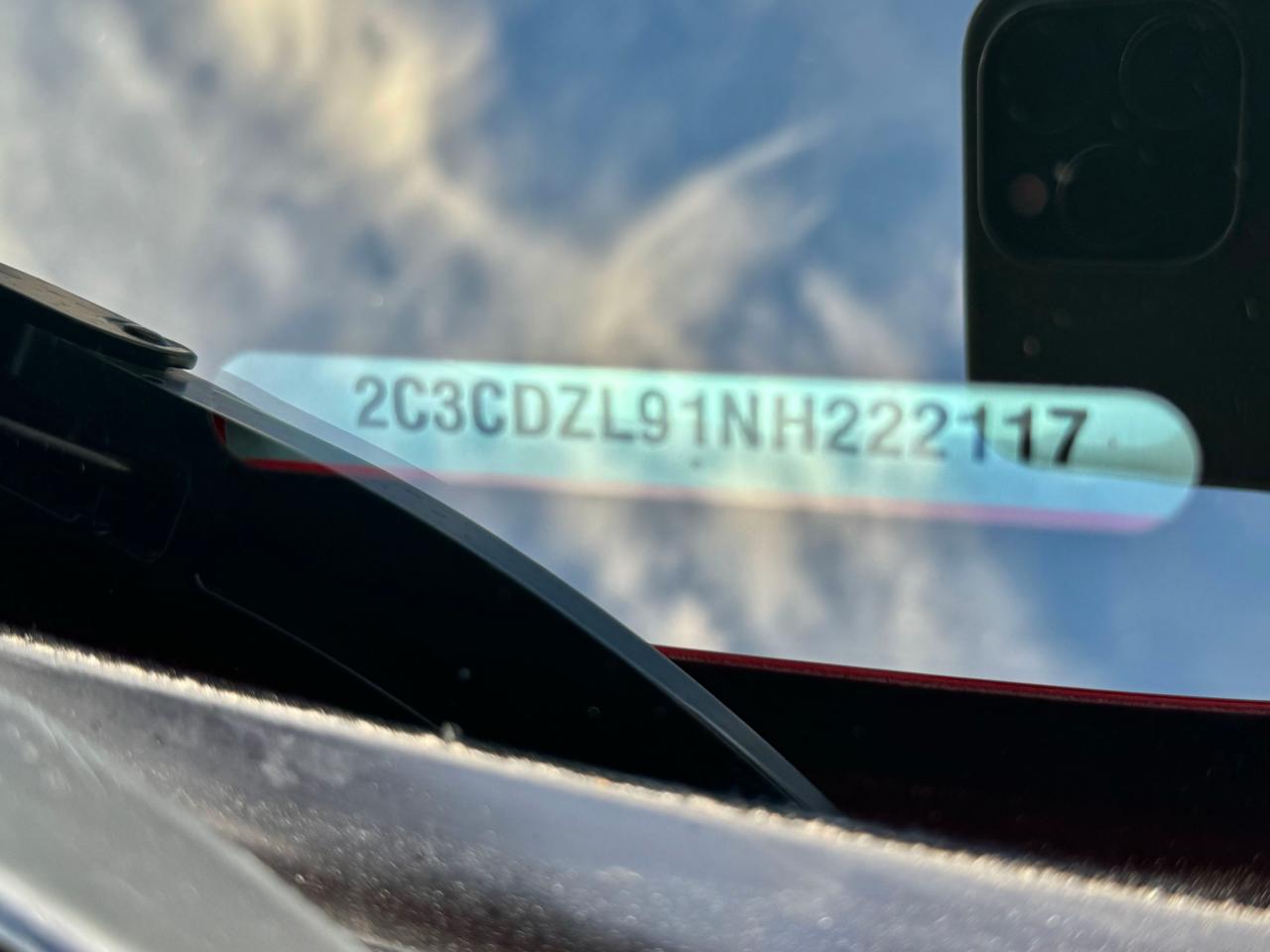 VIN: 2C3CDZL91NH222117 2022 DODGE CHALLENGER