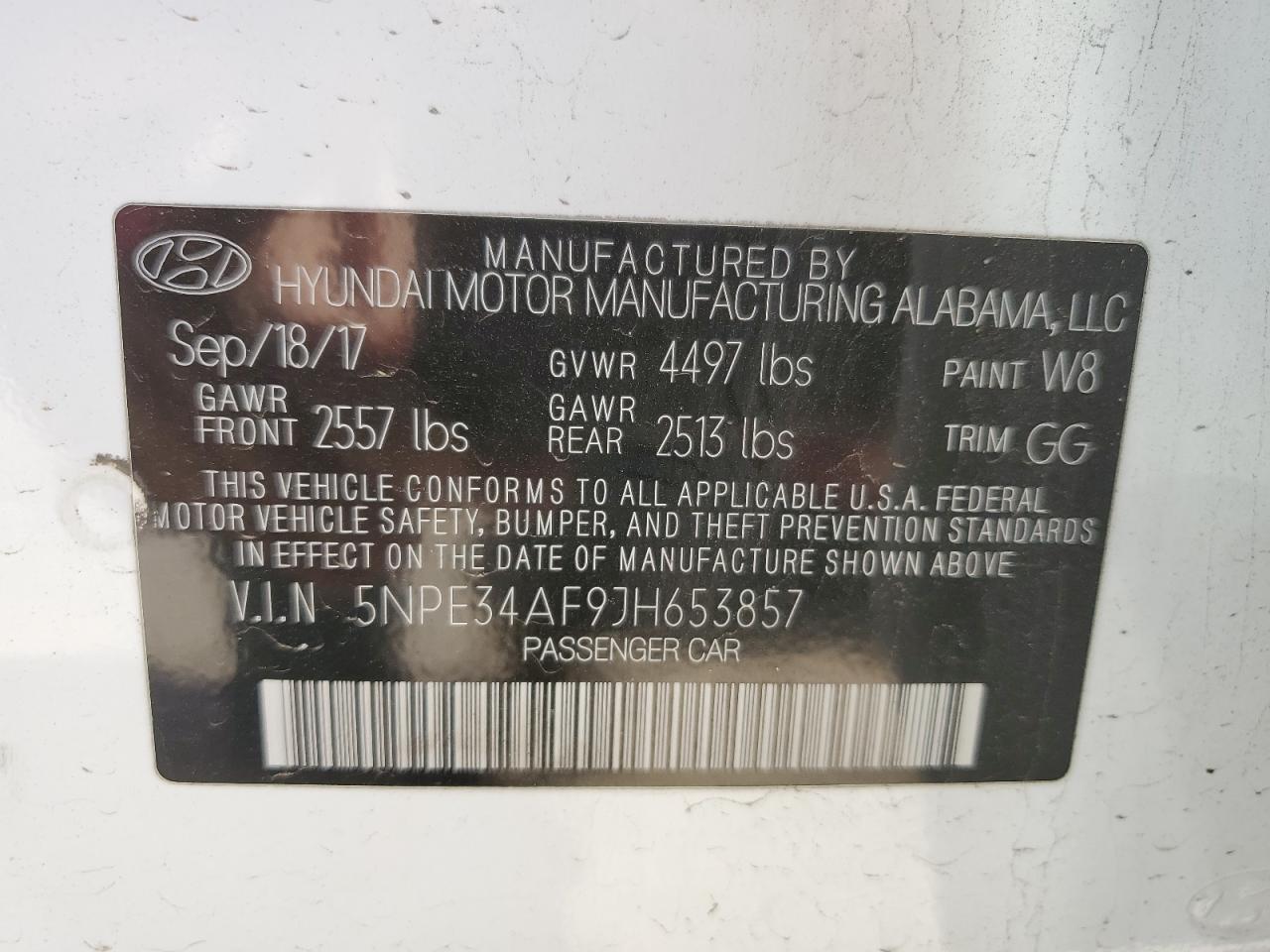 Lot #2353834031 2018 HYUNDAI SONATA SPO