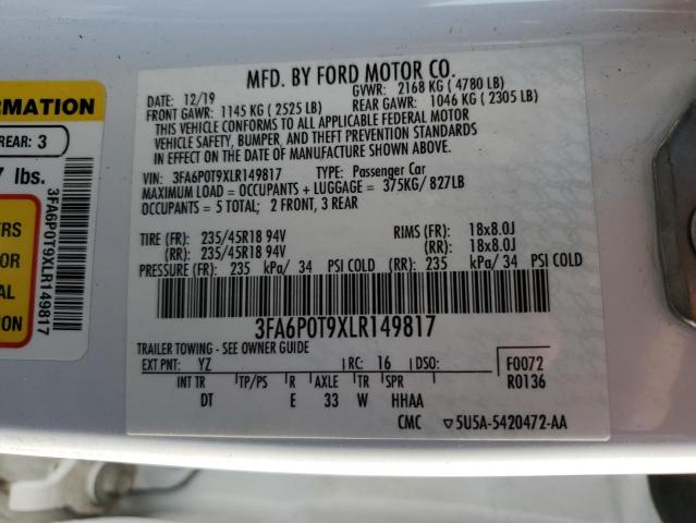 VIN 3FA6P0T9XLR149817 2020 Ford Fusion, SE no.12