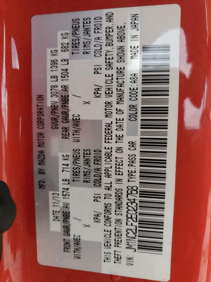 2014 Mazda Mx-5 Miata Club vin: JM1NC2LF2E0234768